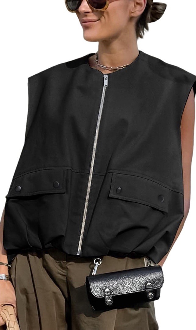 Women’s Oversized Zip Up Cargo Vest