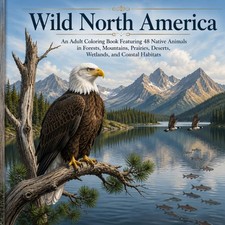 Wild North America: An Adult Coloring Book Featuring 48 Native Animals in Forest
