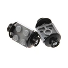 2x LEGO Train Track Axle 4600 50254, 2x2 New Light Gray Wheel Black