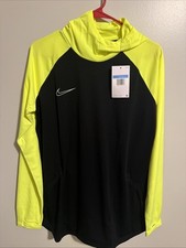 Nike DH9248-010 Women's MEDIUM Academy Pro Pullover Hoodie Black and Neon Yellow