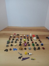 Lego Minifigure Head Pieces Hats Mask Helmet Sword Gun Knife Lot 68 Pieces