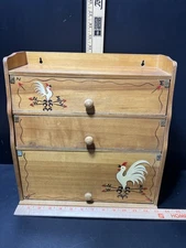 Vintage Wall Wooden Rooster Serrated Edge Wax Paper, Foil, Cling Wrap Holder