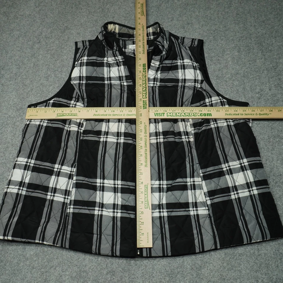 Chaleco Croft & Barrow para mujer 2X negro blanco a cuadros acolchado forrado Foto 4 de 4