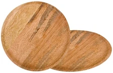 13” Wooden Charger Plates - Set of 2, Handcrafted Round Rustic Dinnerware for...