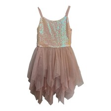 Cat  Jack Girls M 8/10 Sequin Fairy Hem Dress Light Pink Iridescent Sparkle