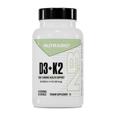 NutraBio - D3+K2 - 60 Veggie Capsules