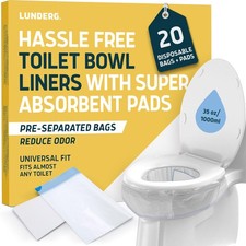 Toilet Liners Lemon Super Absorbent Disposable 20 Count Universal Fit Emergency