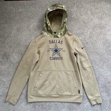 Dallas Cowboys Hoodie Youth XL Tan Nike Dri Fit Pullover Swoosh Salute Military