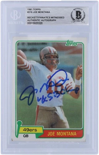 Joe Montana 49ers Signed 1981 Topps Series 1 #216 BAS Rookie Card w/Champ Insc