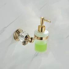 Crystal Soap Dispenser Wall Mounted, Polished Gold Liquid Soap Holder Bathroom