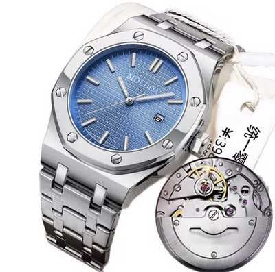 Men's Skeleton Mechanical Luminous Waterproof Octagon Shaped Date Window Watch