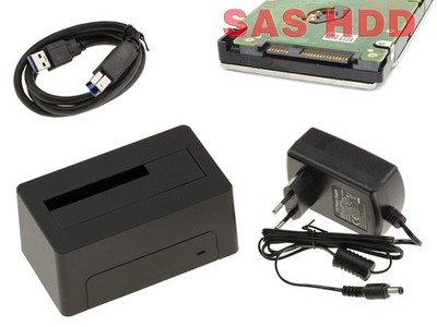 Docking Station Für SAS USB 3.0 5G 12V 2A Max 18TB Schwarz 3,5/2,5 Zoll