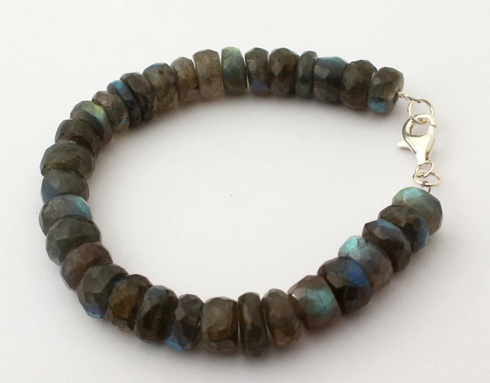 Labradorit Armband edelsteinarmband 1AA Qualität 925 Silber Blau Schimmer 21 cm - Bild 2 von 2