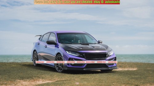 Parachoques delantero de fibra de carbono para Honda Civic FK8 tipo R estilo malla del capó - Imagen 6 de 18