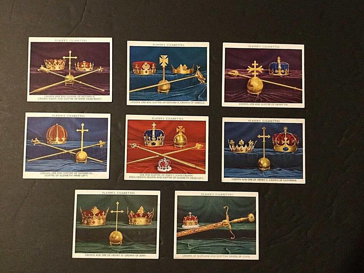 British Regalia Cigarette Cards 1937 Vintage 8 of 25 Lg Size Cards J Player  UK