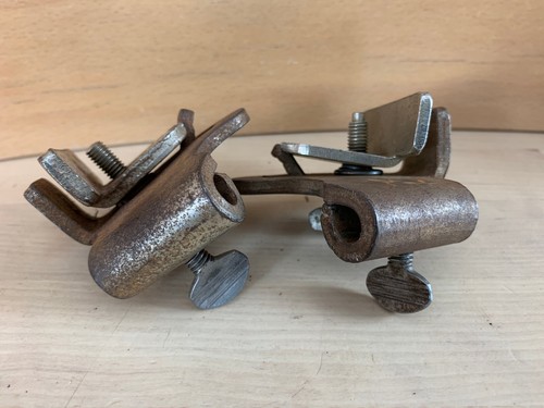 SLINGERLAND 40s 50s Vtg Hoop Clamp Bass Drum SPUR MOUNT Leg Holder Parts L/R Pr. - Picture 6 of 6