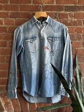 RARE Vintage Polo Ralph Lauren RL Western Denim Pearl Snap Shirt Size S