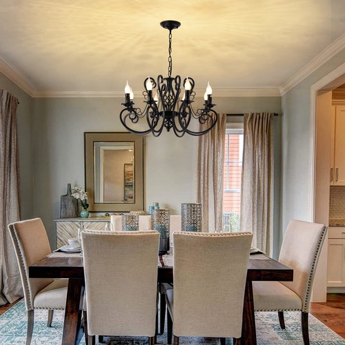 Iron Chandelier Industrial Vintage Pendant Light Fixture for Dining Room Bedroom - Picture 22 of 24