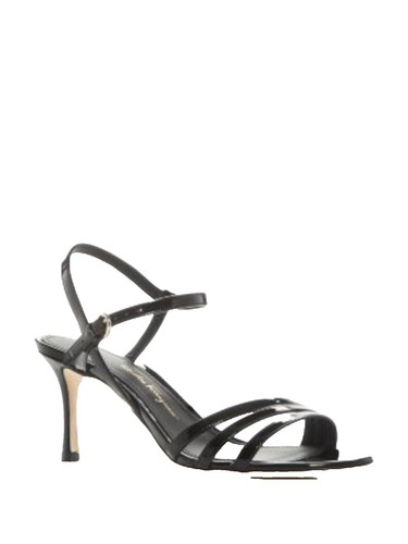 Salvatore Ferragamo Black and Brown Criss-Cross Sandals Salvatore Ferragamo Nostro Crisscross Strap Calfskin Sandal  main image 2