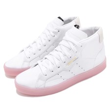 adidas originals sleek mid top trainer in white and pink