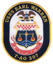 5" USNS EARL WARREN T-AO-207 EMBROIDERED JACKET PATCH