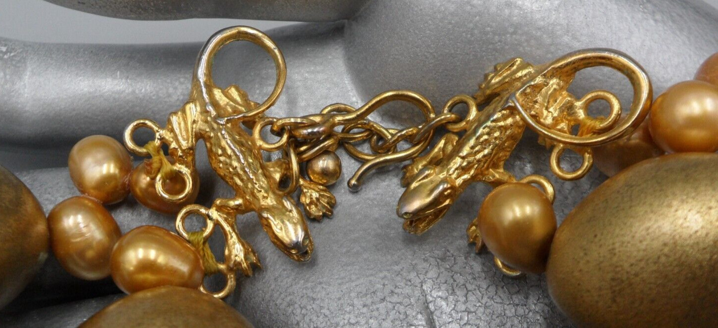 Two Blonde Lizards Statement Necklace Freshwater … - image 12