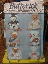 Butterick Crafts 5601 Teddy Bears Costumes 9" Get Well Bridal Grads Angel UNCUT 