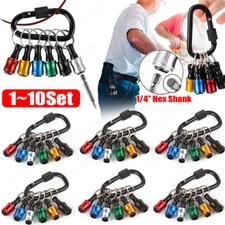 Lot of 1/4" Hex Shank Quick Release Keychain Screwdriver Drill Bits Holder Set