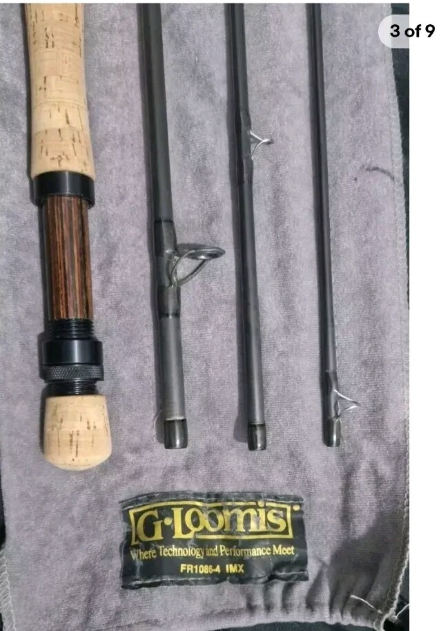 A SUPERB G LOOMIS 9FT 6IN #8 FR1148-4 IMX FLY ROD IN CORRECT