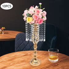 10 Pcs 19.3 inches Tall Crystal Flower Stand Wedding Flower Vase for Reception