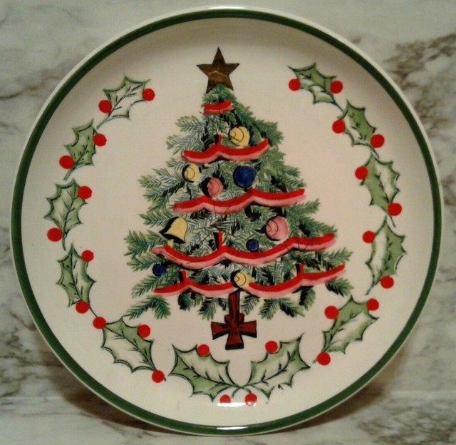 Vintage1096 Geo.Z. Lefton CHRISTMAS TREE PLATE 1956 Hand Painted 8 1/2