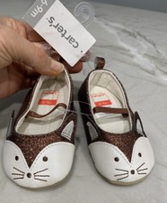 NWT Carter's Mary Jane Crib Shoes Fox Glitter 6-9 months Fox Shoes