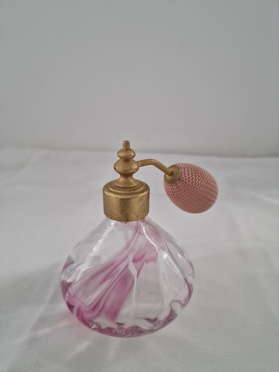 Vintage CAITHNESS Pink Glass Swirl Atomiser Perfume Bottle Kitsh