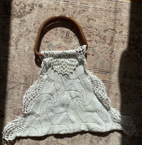 Crochet Purse Handmade Vintage Bag White Handbag