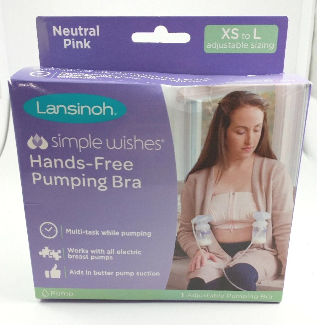 Lansinoh Hands-Free Pumping Bra Neutral Pink Adjustable Size XS-L Simple  Wishes