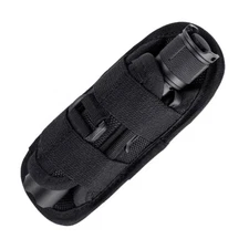 Tactical Flashlight Pouch Nylon Belt Holster with 360 Degree Carabiner Reel Clip