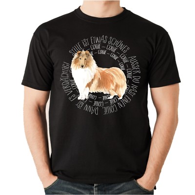 T-Shirt CIRCLE COLLIE Langhaar Watercolor by Siviwonder Unisex
