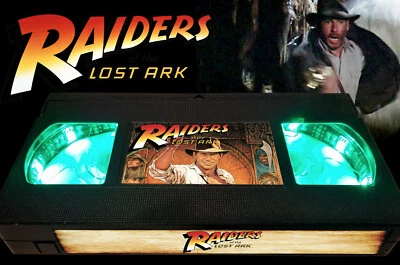 HANDMADE Raiders of the Lost Ark - Retro VHS Lamp - 80s Action Movie Remote Color Change