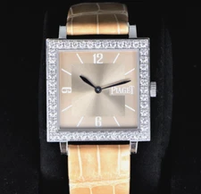$26250 Piaget Square Altiplano 18K White Gold 30mm Oringial Diamond Watch P10181