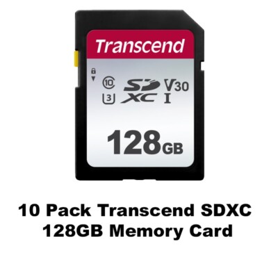 10 x Transcend 128GB SDXC Secure Digital Memory for Canon Nikon Fuji Olympus