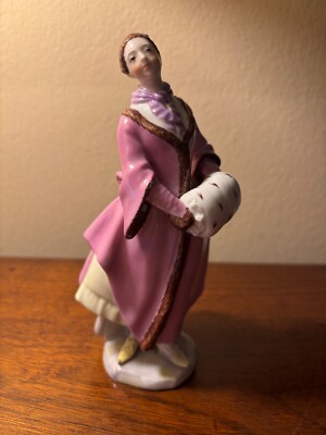 Augarten Wien Austria, Ice Skating Lady with Muff, Porcelain figurine