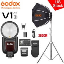 US Godox V1 Pro S TTL HSS Round Head Flash 90cm Octagon Softbox Stand For Sony
