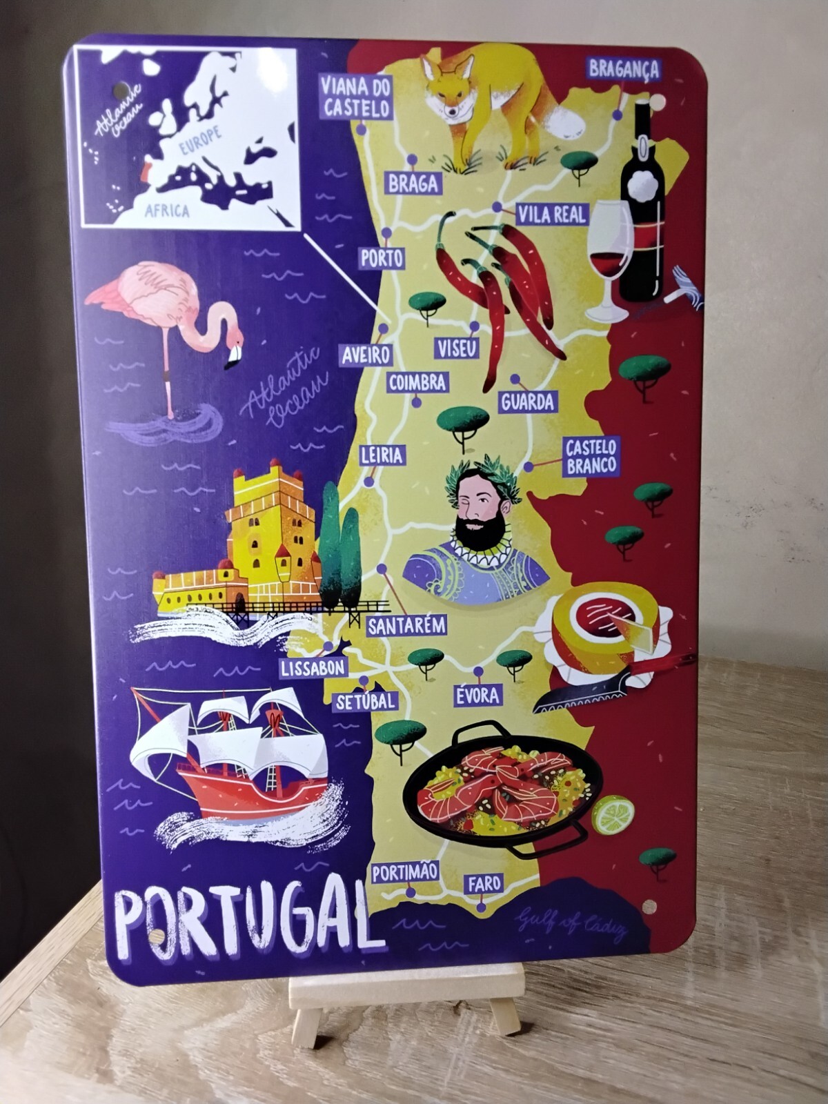 Plaque Métallique Mapa Portugal Décoration Murale Vintage Rétro