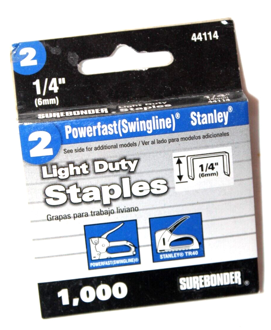 Stanley SUREBONDER 1,000 Light Duty Staples  1/4" (6mm) 4411