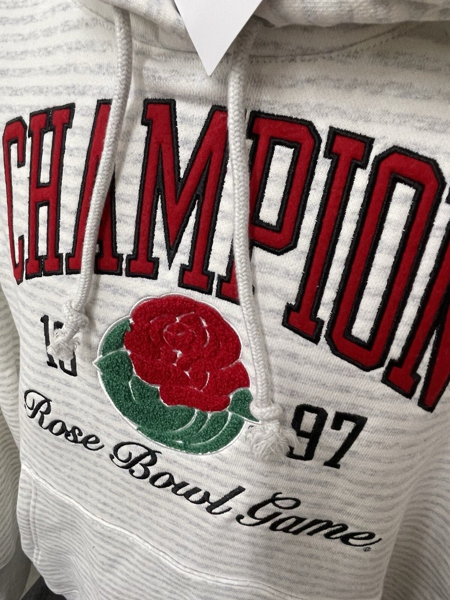 90’s champion Reverse Weave ROSE BOWL Men's Champion Reverse Weave Hoodie 1997 Rose Bowl Game Stripe