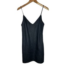 Reformation LBD Linen Mini Dress Size Small Black Adjustable Straps V-neck