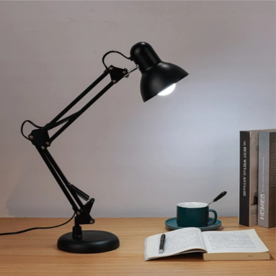 Retro Schreibtischlampe E27 Arbeitslampe Gelenkarm Leselampe Tischlampe + CLIP - Bild 3 von 4