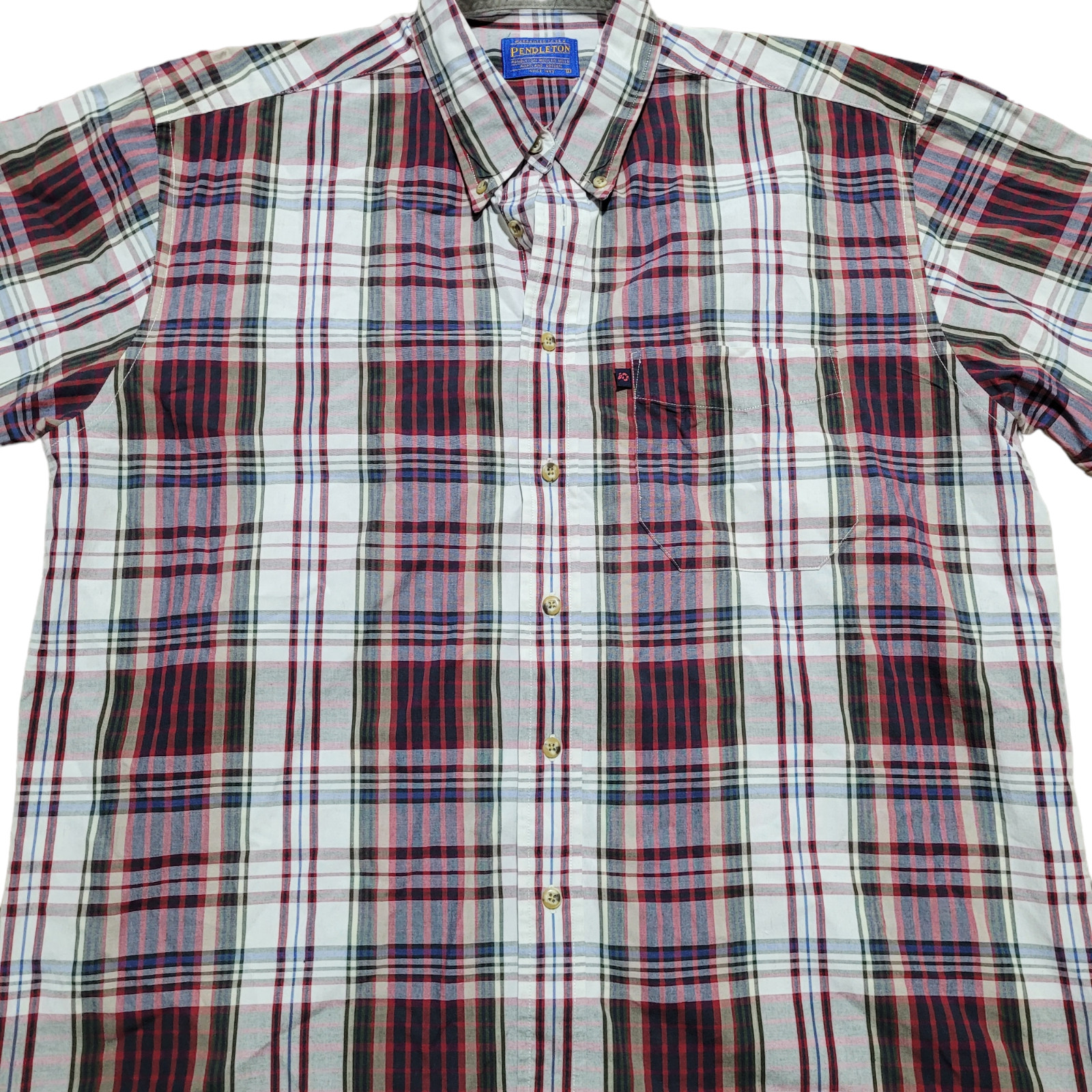 Pendleton Button Down Shirt L Men Plaid Pocket Co… - image 5