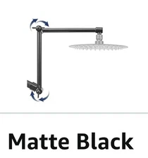  Adjustable Shower Arm, Extension Arm Universal Connection, Rise or Matte Black