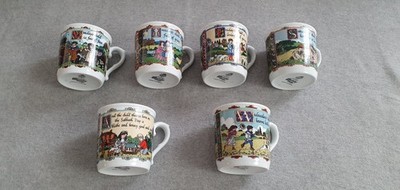 6x Royal Worcester Porzellan Tassen by Sue Scullard